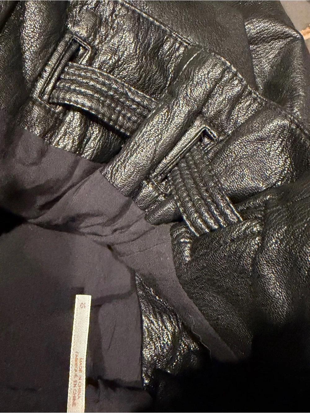 Free People Black Faux-Leather Mini Skirt with Paperbag Waist and Tie